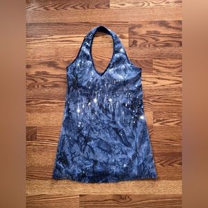 I.N.C sparkly tie dye blue mini halter dress